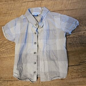 Boys Ruggedbutts grey plaid button down shirt 3T